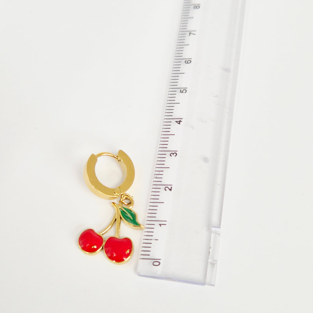 Cherry Charm Mini Hoop Earrings