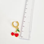 Cherry Charm Mini Hoop Earrings