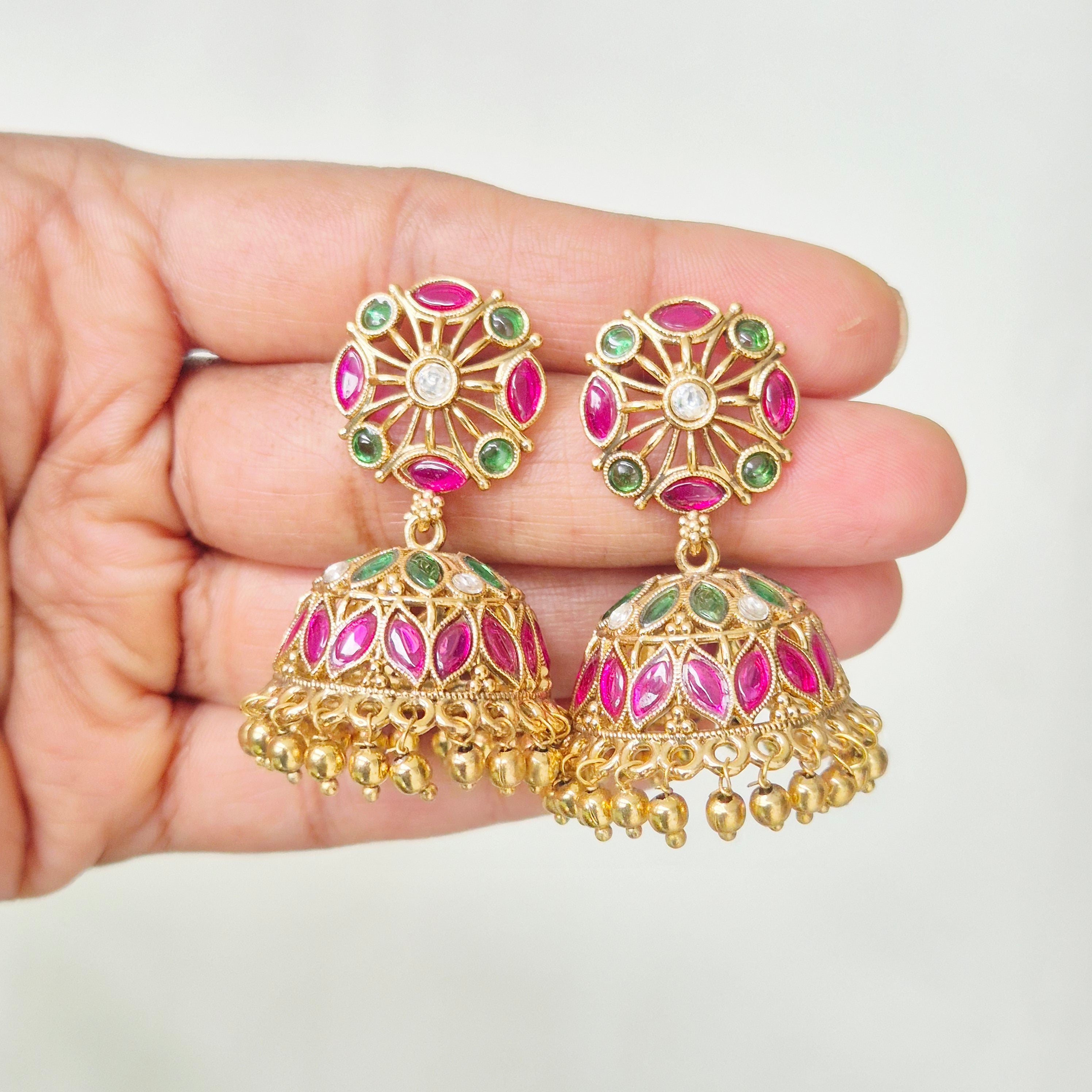 Navaratna Floral Jhumka