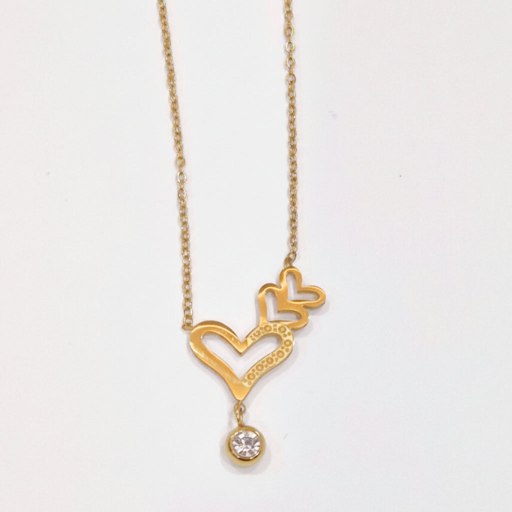 Double Heart Charm Necklace