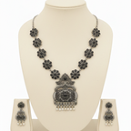 Flower Design Oxidized Necklace Set