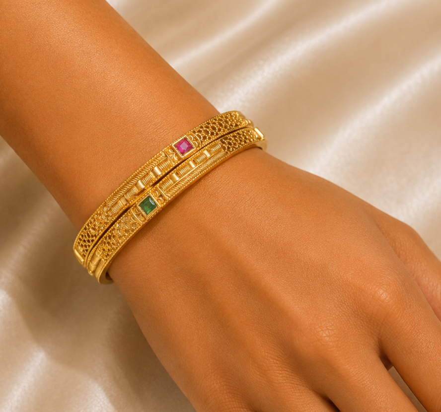 Emerald Ruby Heritage Bangles