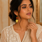Golden Leaf Rudraksha Earrings