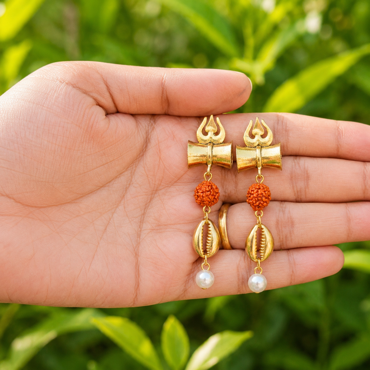 Trishul Rudraksha  Drop Earrings