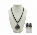 Oxidized Black Stone Necklace Set with Earrings