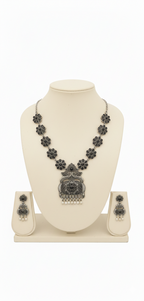 Flower Design Oxidized Necklace Set
