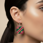 Handpainted Square Pattern Earrings