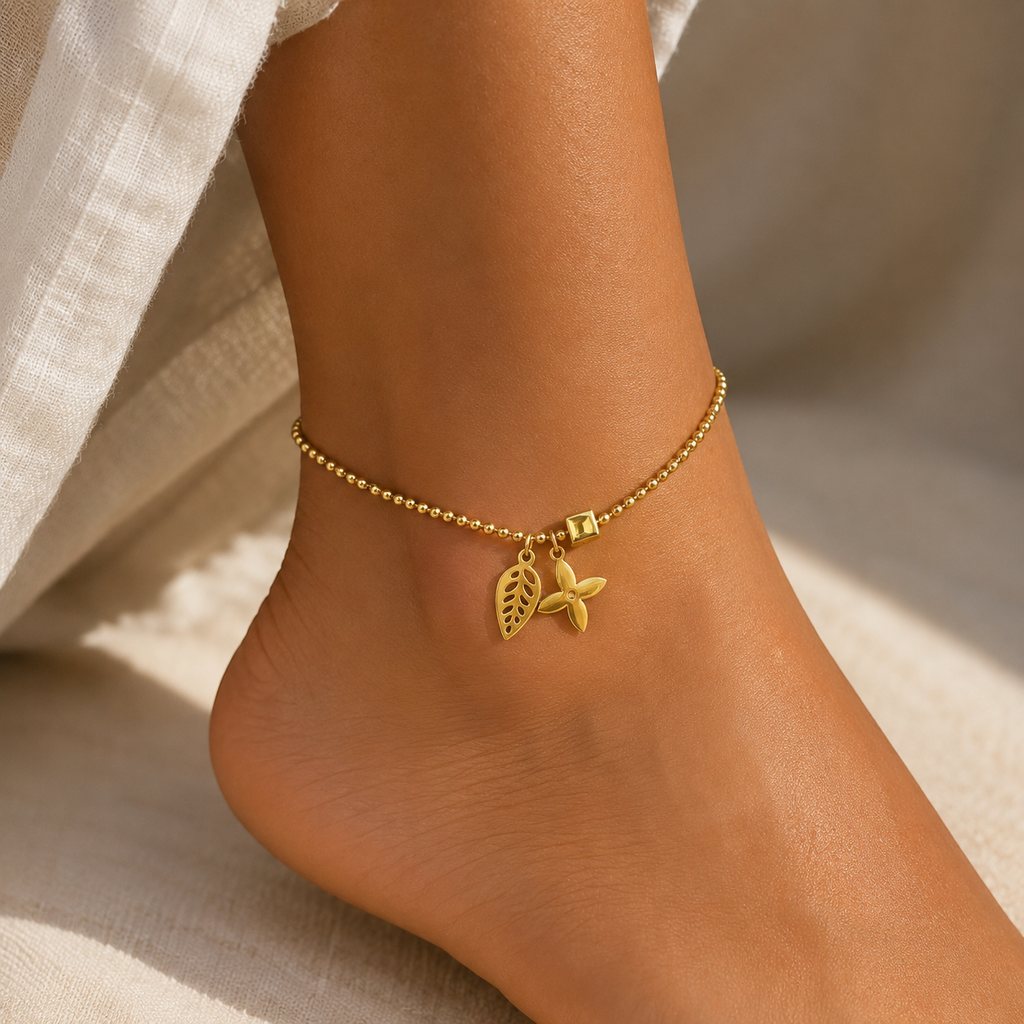 Leaf Charm Anklet