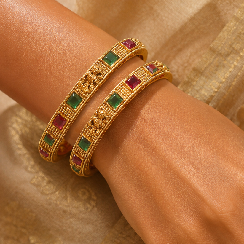 Temple Ruby-Emerald Bangles