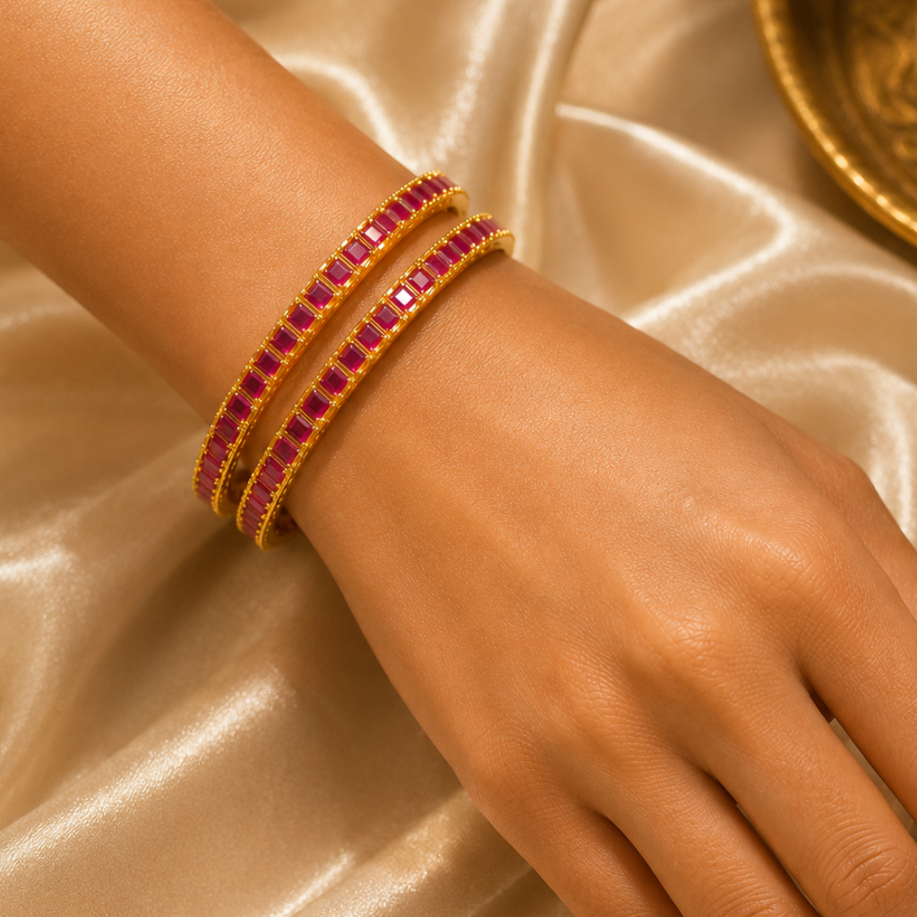 Ruby Line Elegance Bangles(pair)