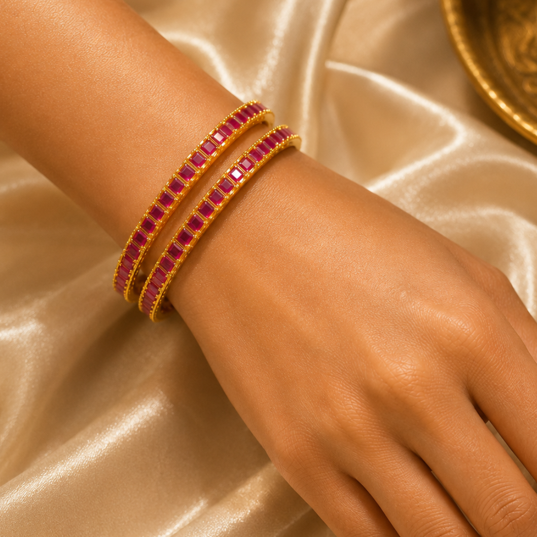 Ruby Line Elegance Bangles(pair)