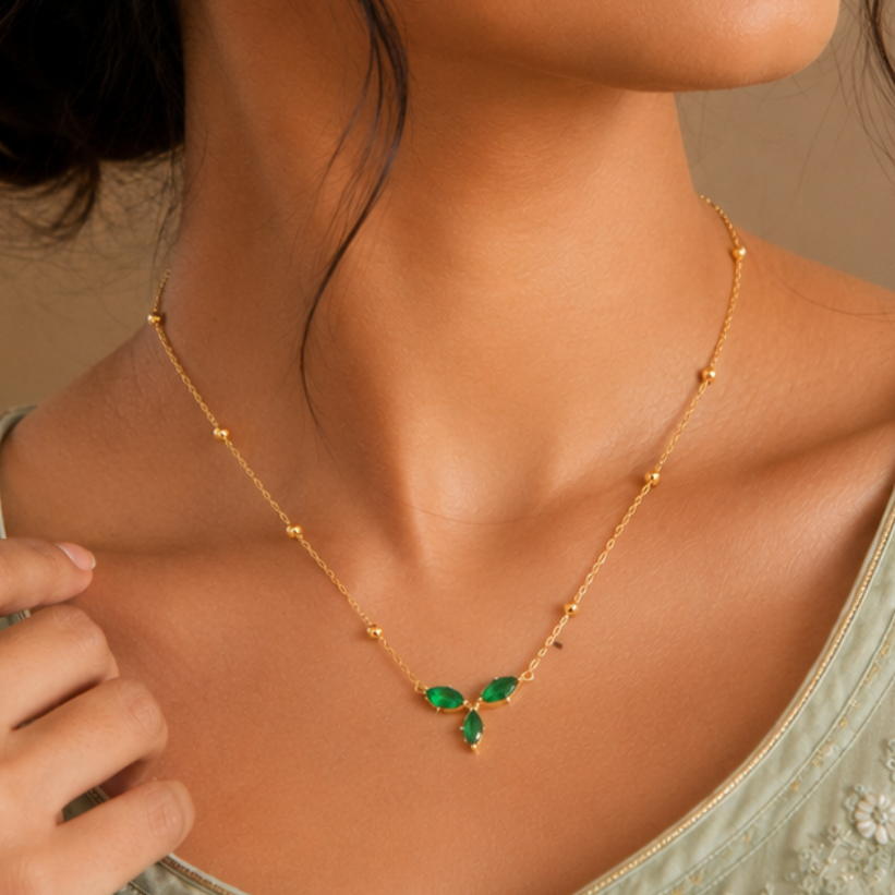 Emerald Leaf Necklace