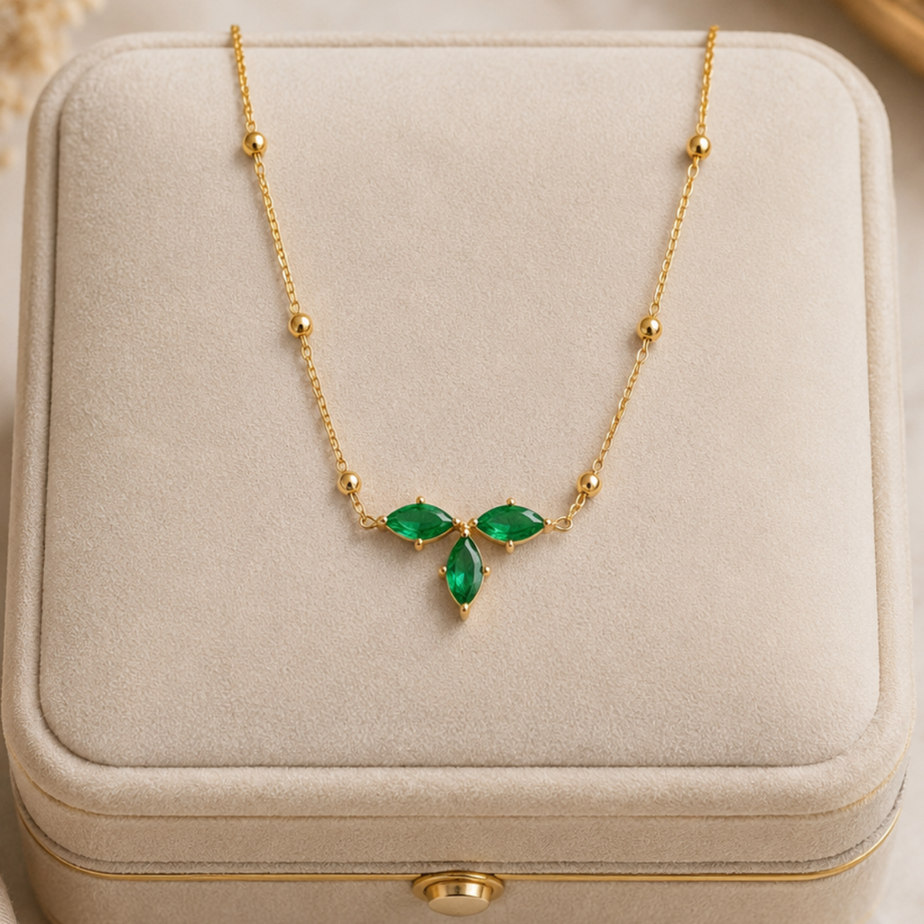 Emerald Leaf Necklace